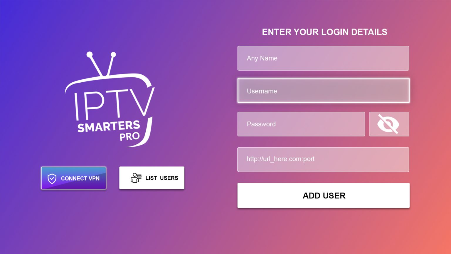 IPTV Smarters Application Interface