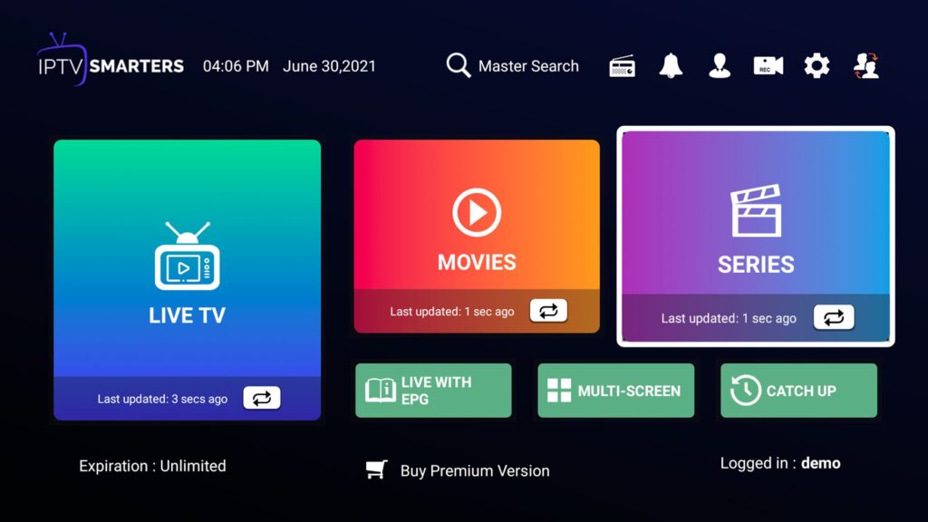 Live TV icon in IPTV Smarters app